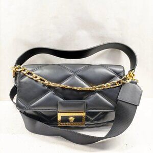 Authentic VERSACE Black Leather Hand Bag mon788-111025